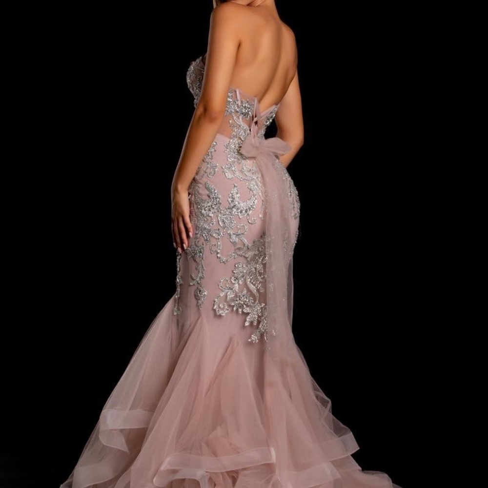 Portia and Scarlett Pink and Silver Prom Dress - Picture 2 of 4